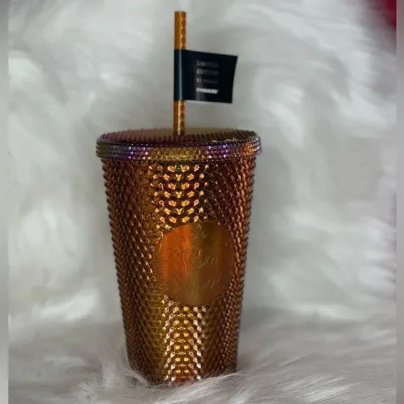 Starbucks Limited Edition50th Anniversary Gold Studded Cold Cup Tumbler 16  Oz